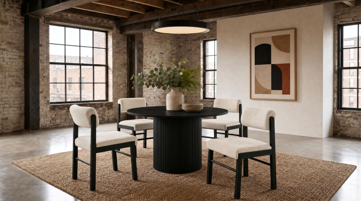 Hamlyn 47-inch Round Wood Dining Room Table - Black