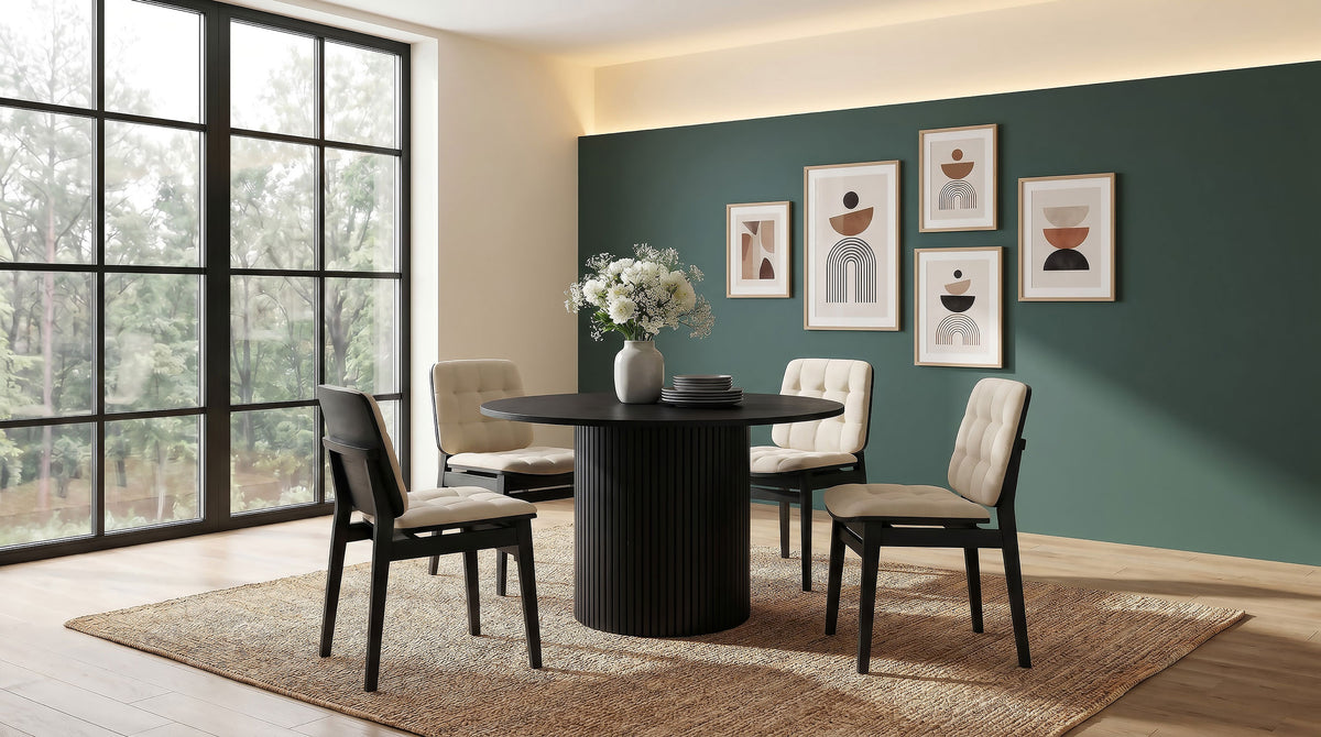 Hamlyn 47-inch Round Wood Dining Room Table - Black