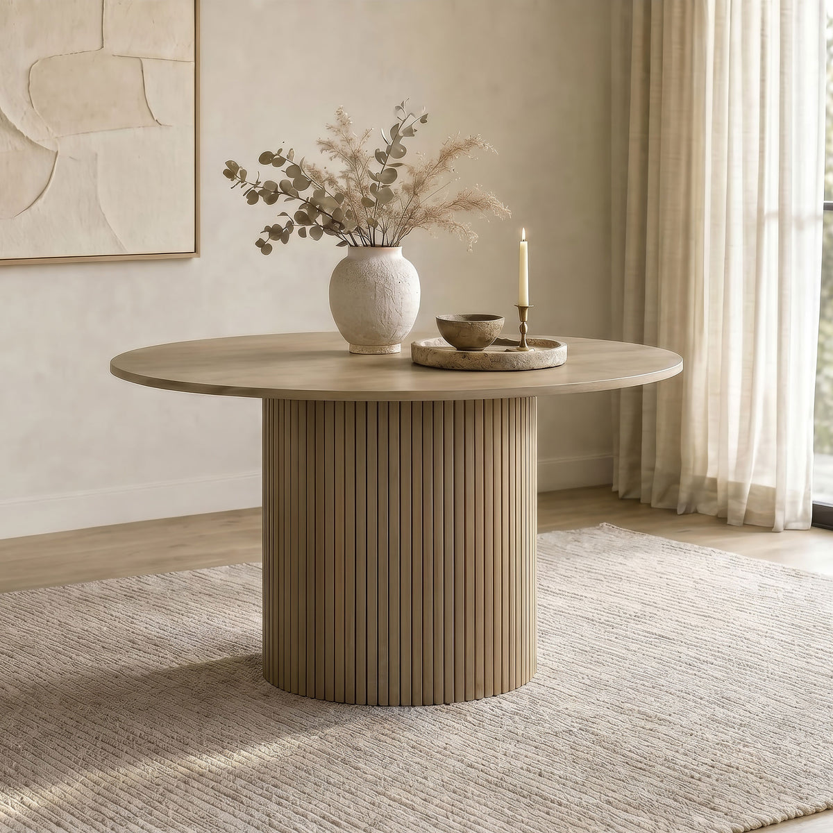 Hamlyn 47-inch Round Wood Dining Room Table - Natural Oak