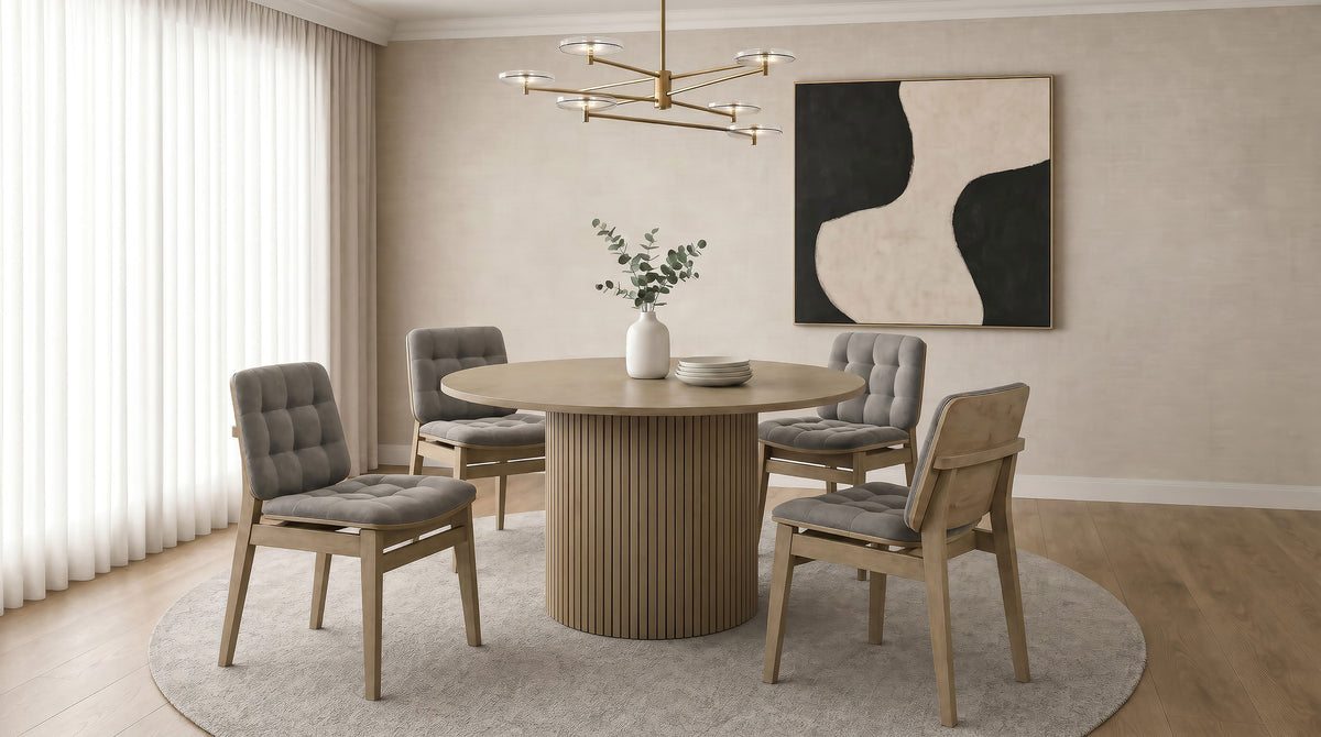 Hamlyn 47-inch Round Wood Dining Room Table - Natural Oak