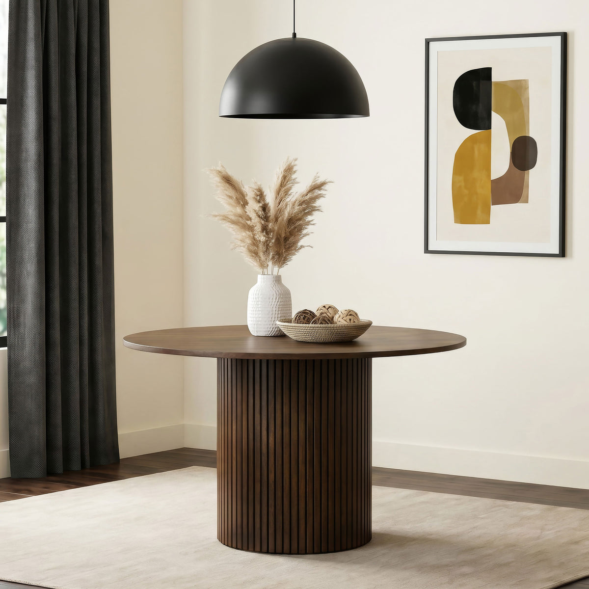 Hamlyn 47-inch Round Wood Dining Room Table - Walnut
