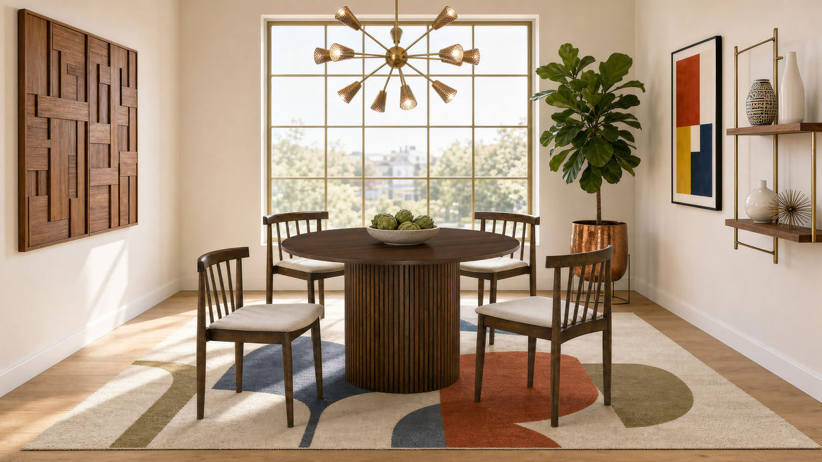 Hamlyn 47-inch Round Wood Dining Room Table - Walnut