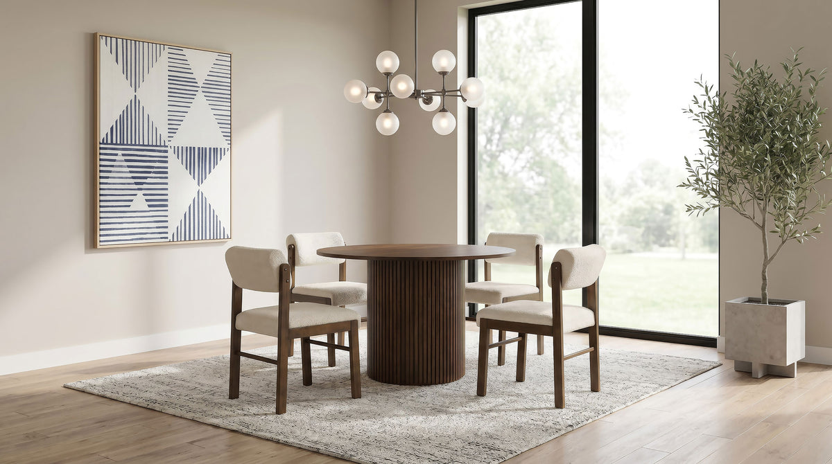 Hamlyn 47-inch Round Wood Dining Room Table - Walnut