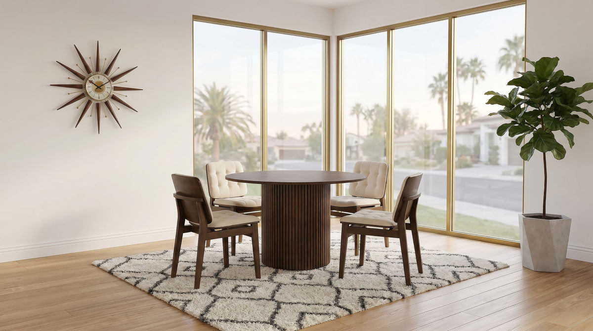 Hamlyn 47-inch Round Wood Dining Room Table - Walnut