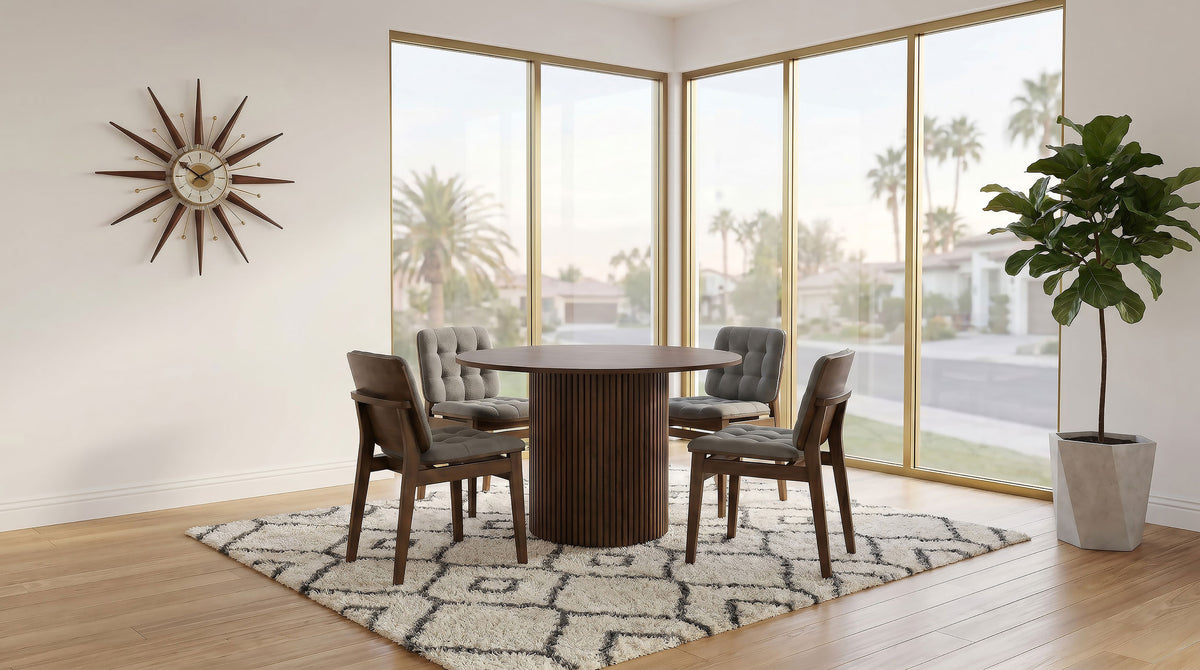 Hamlyn 47-inch Round Wood Dining Room Table - Walnut