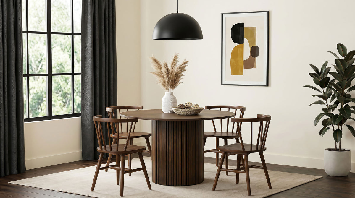 Hamlyn 47-inch Round Wood Dining Room Table - Walnut