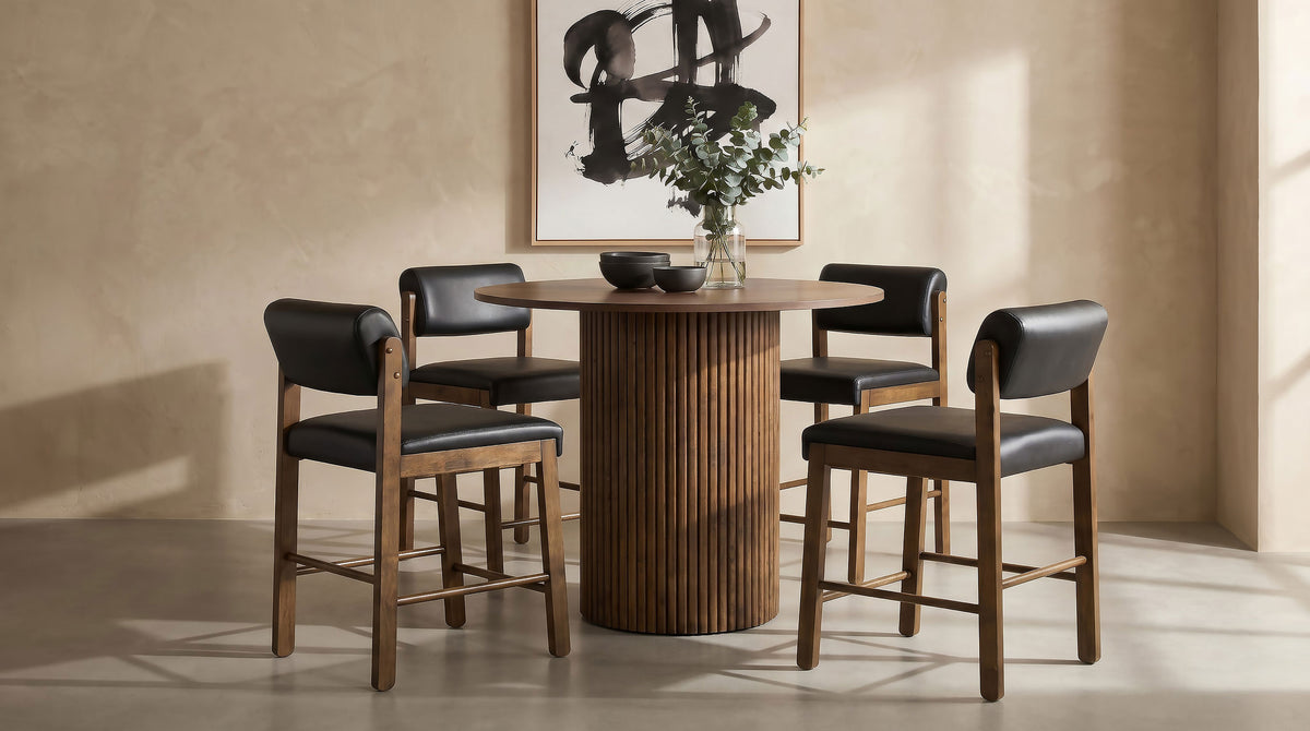Hamlyn 43-inch Round Wood Counter Height Dining Table - Walnut