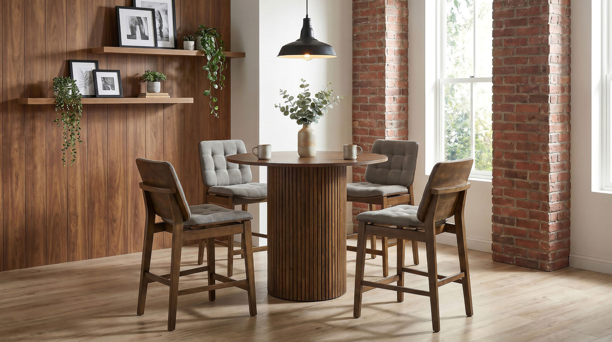 Hamlyn 43-inch Round Wood Counter Height Dining Table - Walnut