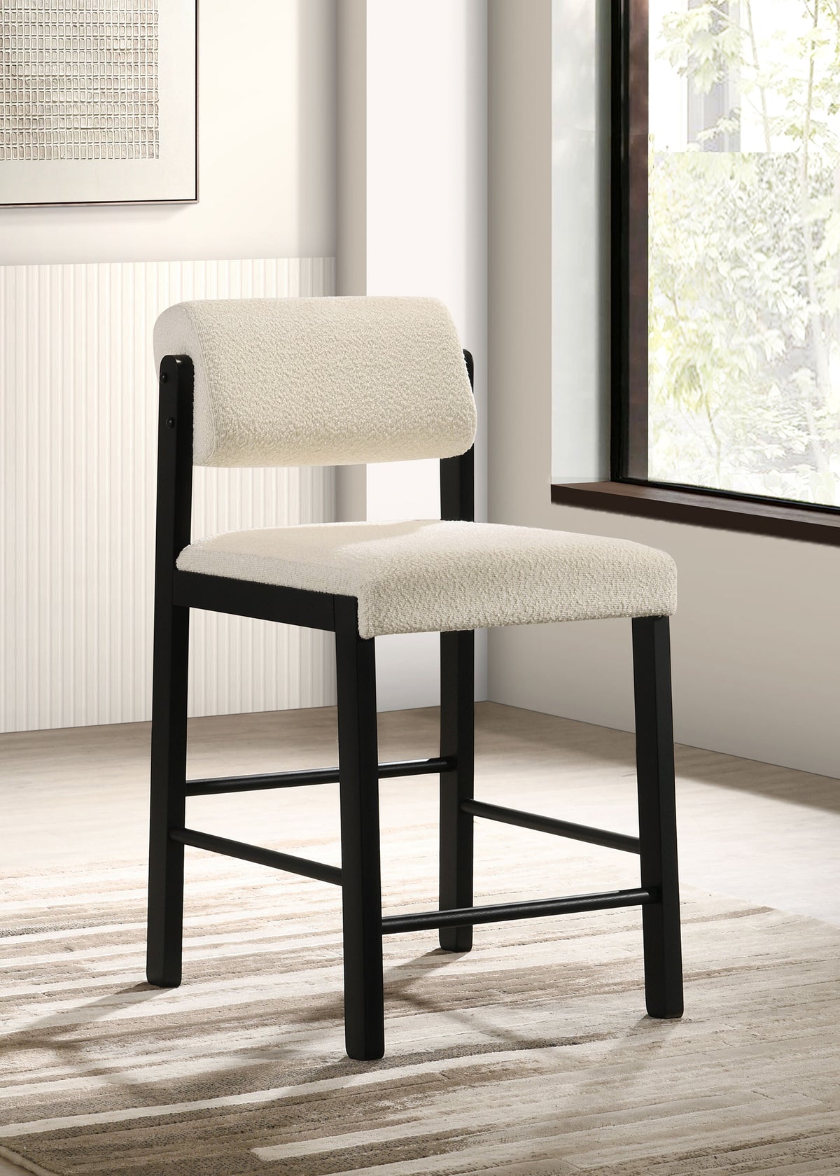 Kehoe Upholstered Counter Height Chair (Set of 2) - Black, Cream