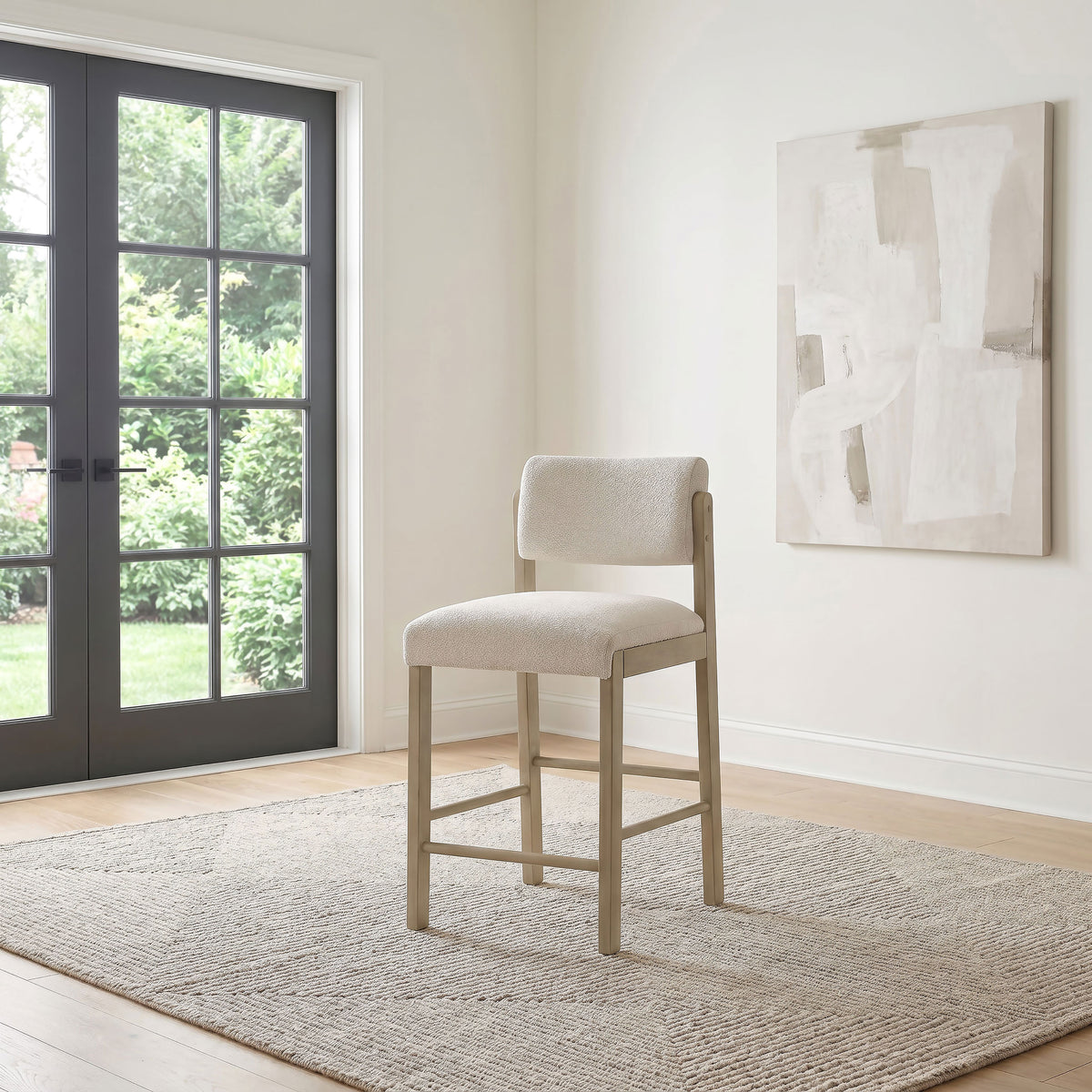 Kehoe Upholstered Counter Height Chair (Set of 2) - Natural Oak, Cream