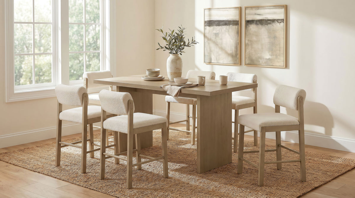 Kehoe Upholstered Counter Height Chair (Set of 2) - Natural Oak, Cream