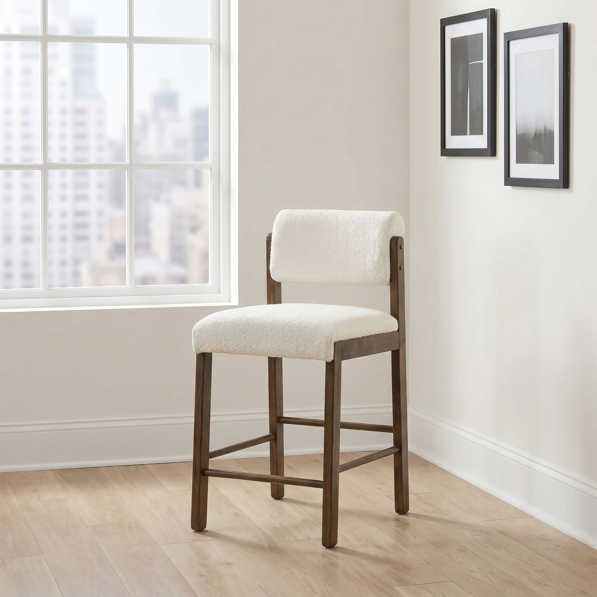 Kehoe Upholstered Counter Height Chair (Set of 2) - Walnut, Cream