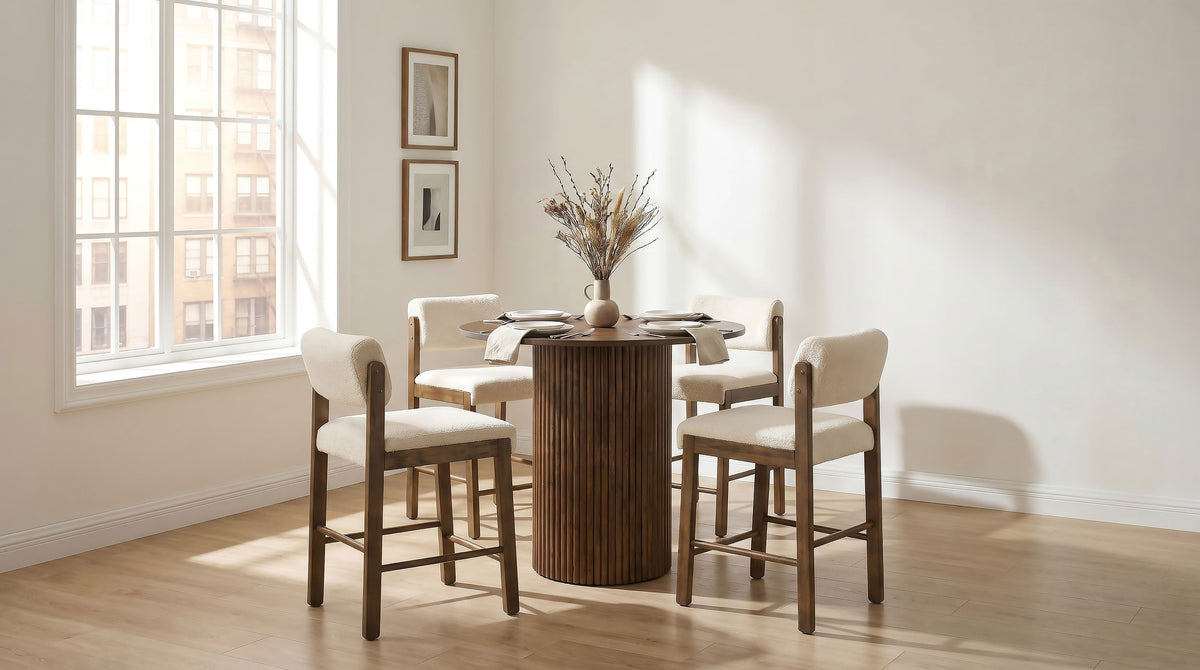Kehoe Upholstered Counter Height Chair (Set of 2) - Walnut, Cream