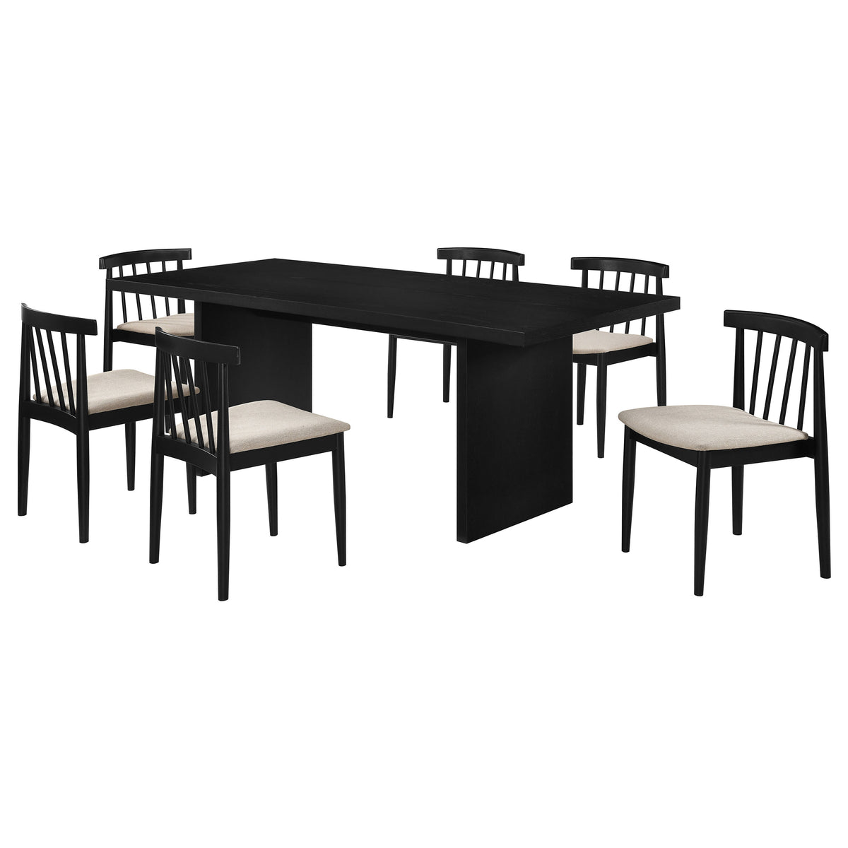 Decker 7-piece 82-inch Rectangular Dining Set Wheat - Black