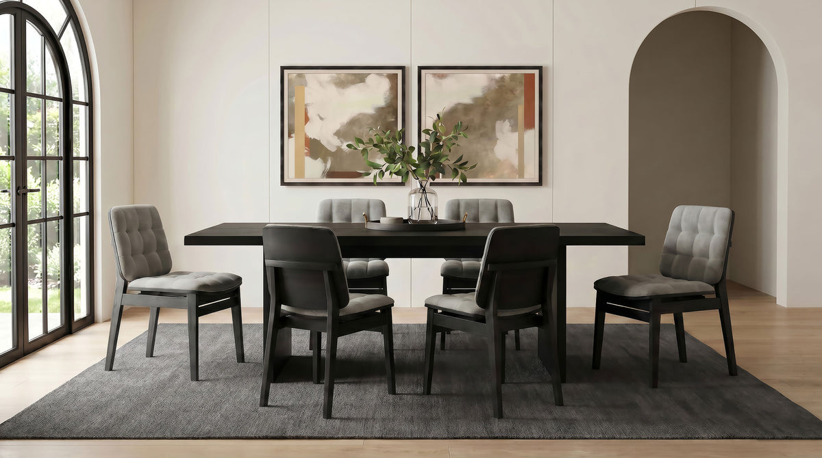 Decker 7-piece 82-inch Rectangular Dining Set with Redbridge Side Chairs - Black, Grey