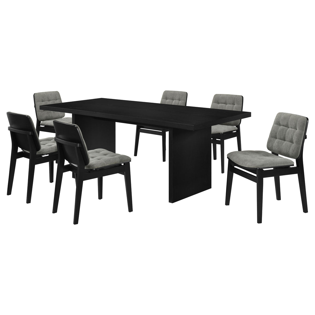 Decker 7-piece 82-inch Rectangular Dining Set with Redbridge Side Chairs - Black, Grey