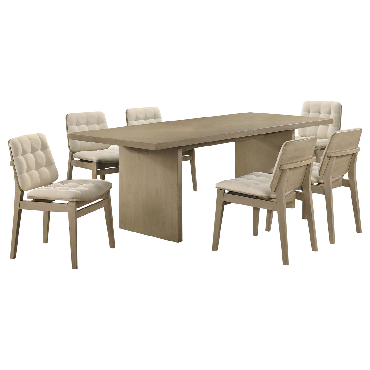 Decker 7-piece 82-inch Rectangular Dining Set with Redbridge Side Chairs - Natural Oak, Cream