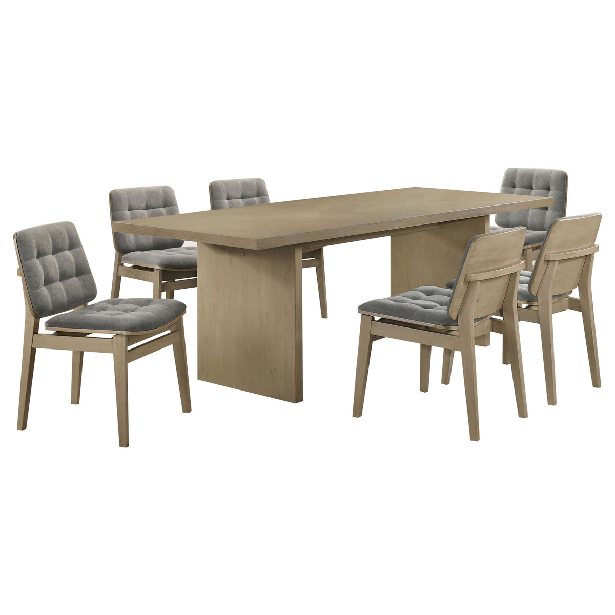 Decker 7-piece 82-inch Rectangular Dining Set with Redbridge Side Chairs - Natural Oak, Grey