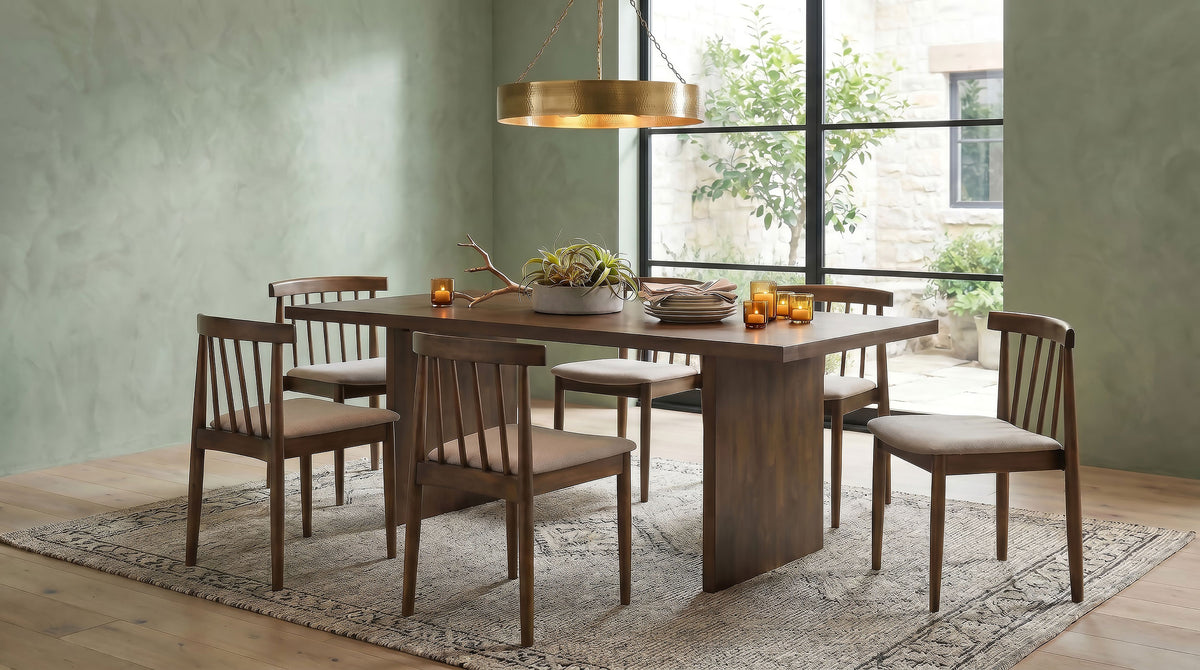 Decker 7-piece 82-inch Rectangular Dining Set Wheat - Walnut