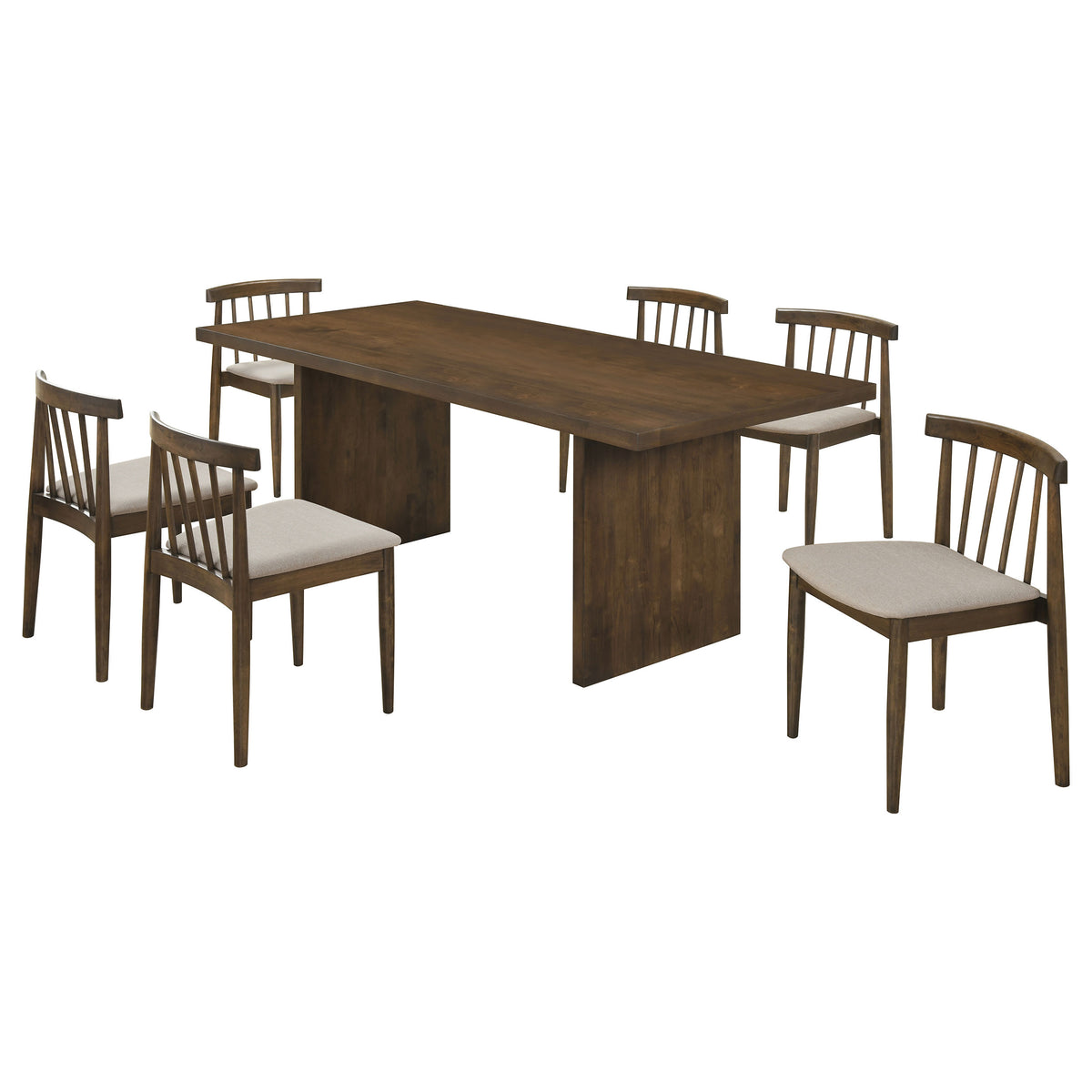 Decker 7-piece 82-inch Rectangular Dining Set Wheat - Walnut