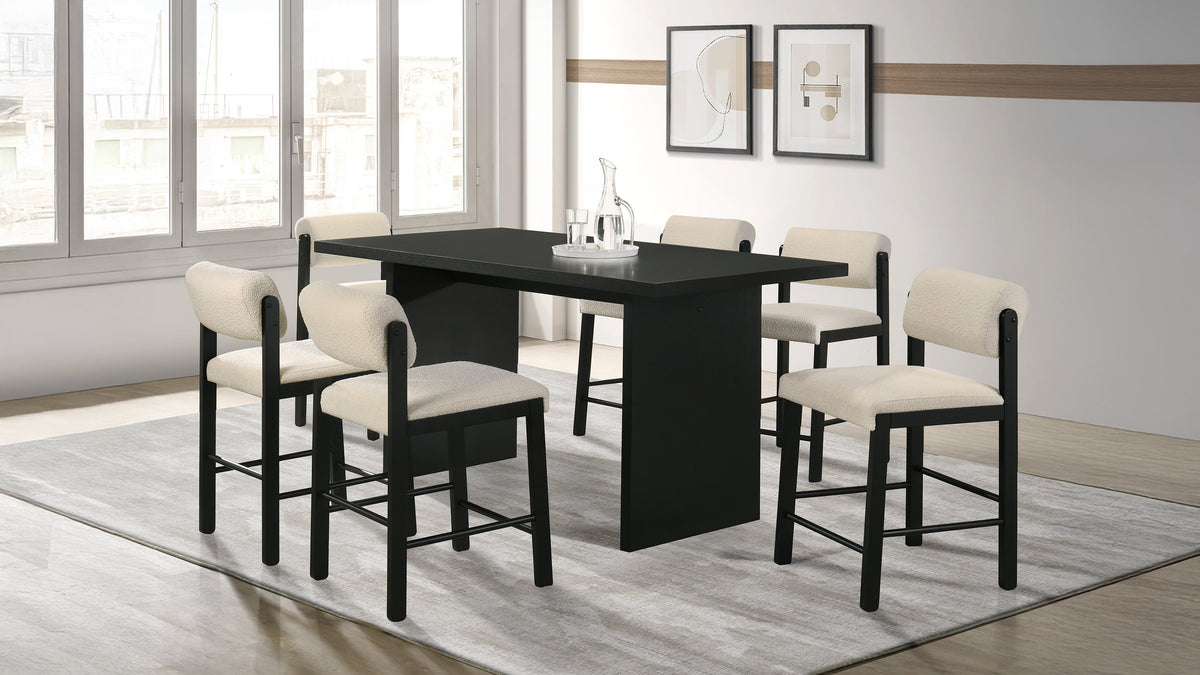 Decker 7-piece 70-inch Rectangular Counter Height Dining Set with Kehoe Counter Chairs - Black, Cream