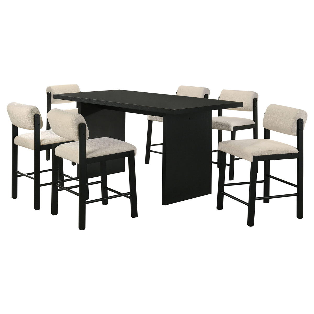 Decker 7-piece 70-inch Rectangular Counter Height Dining Set with Kehoe Counter Chairs - Black, Cream