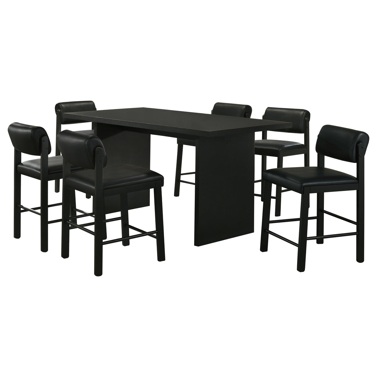 Decker 7-piece 70-inch Rectangular Counter Height Dining Set with Kehoe Counter Chairs - Black, Black