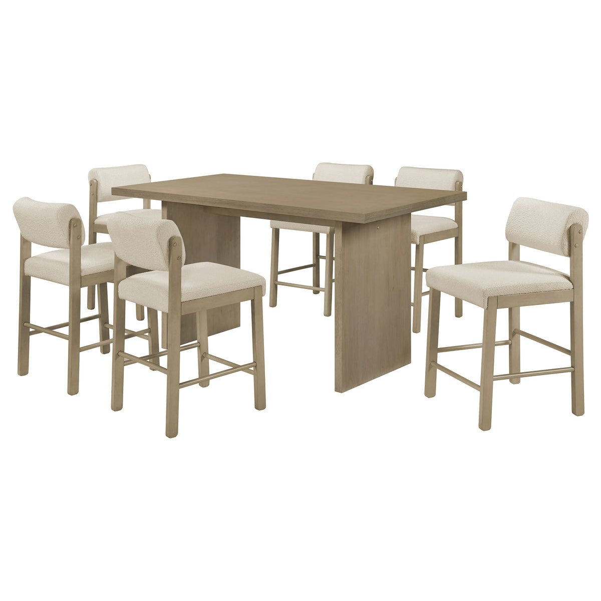 Decker 7-piece 70-inch Rectangular Counter Height Dining Set with Kehoe Counter Chairs - Natural Oak, Cream