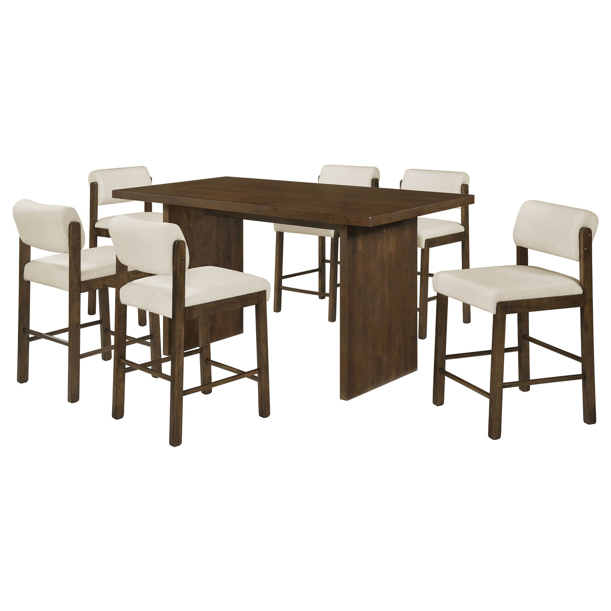 Decker 7-piece 70-inch Rectangular Counter Height Dining Set with Kehoe Counter Chairs - Walnut, Cream