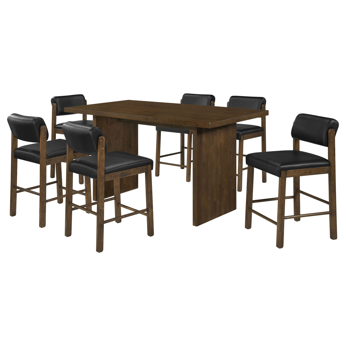 Decker 7-piece 70-inch Rectangular Counter Height Dining Set with Kehoe Counter Chairs - Walnut, Black