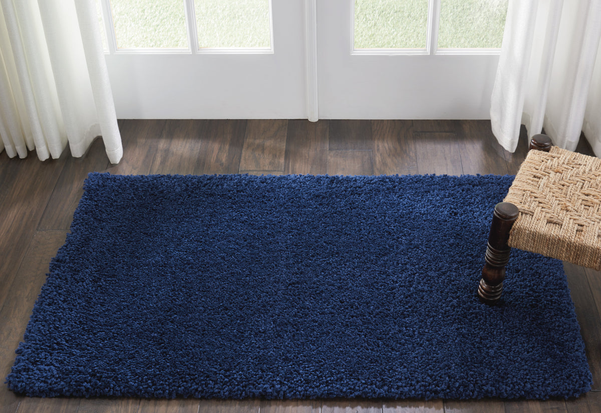 Malibu Shag MSG01 Navy Rug - room scene