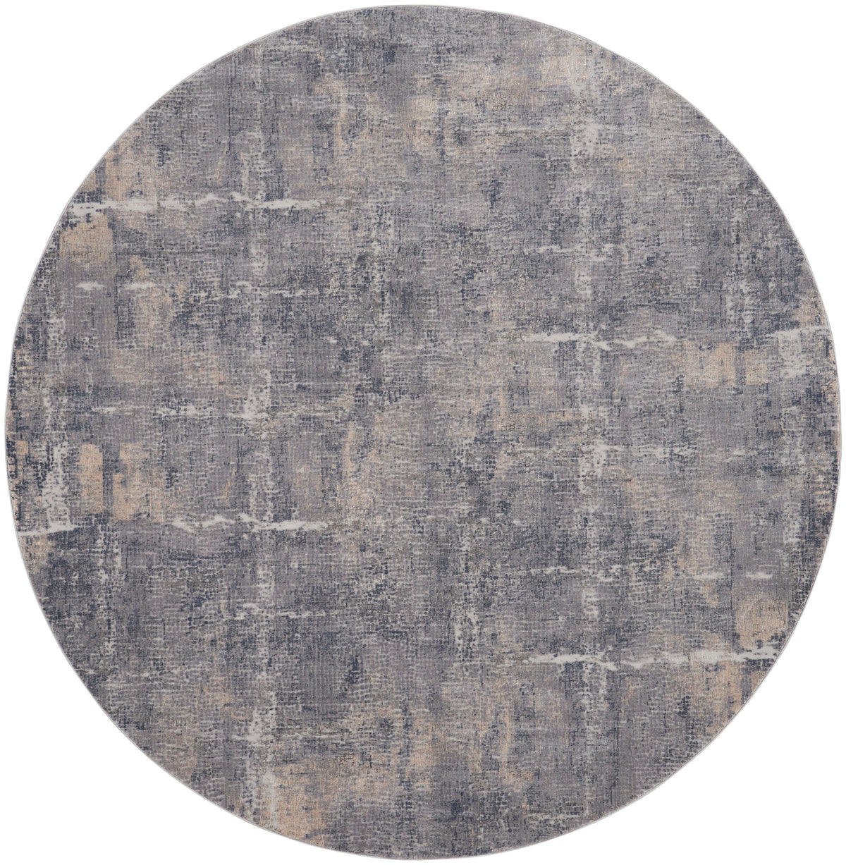Rustic Textures RUS06 Grey Beige Rug - Round