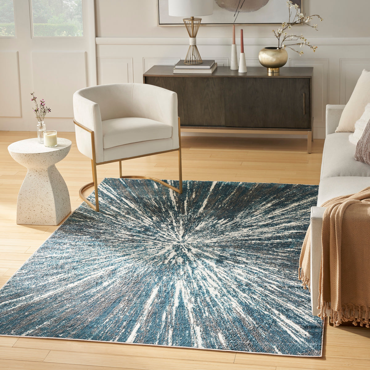 Ambiance AMI01 Blue Silver Rug - room scene