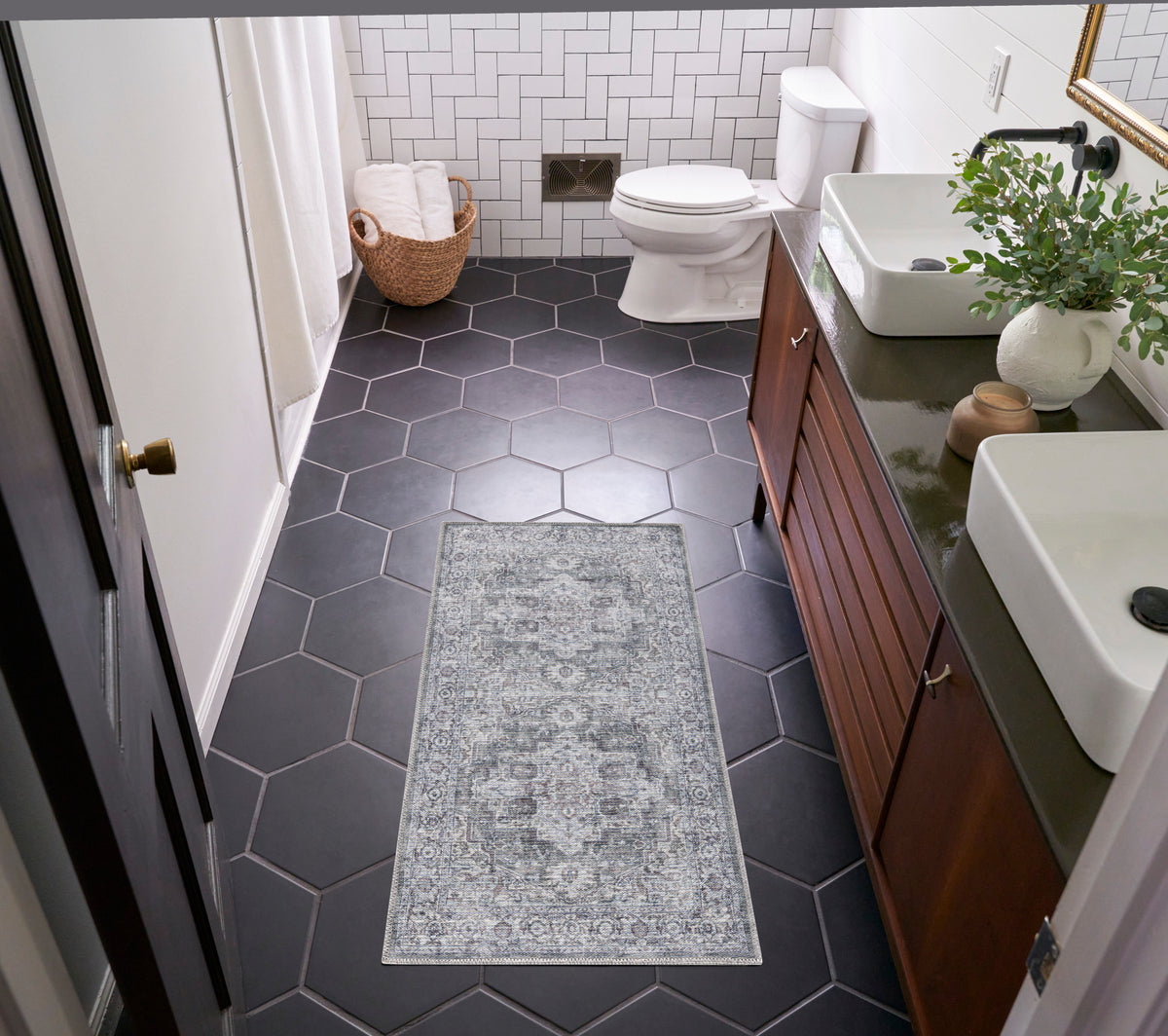 New Concept Washables SR101 Ivory Grey Rug - room scene