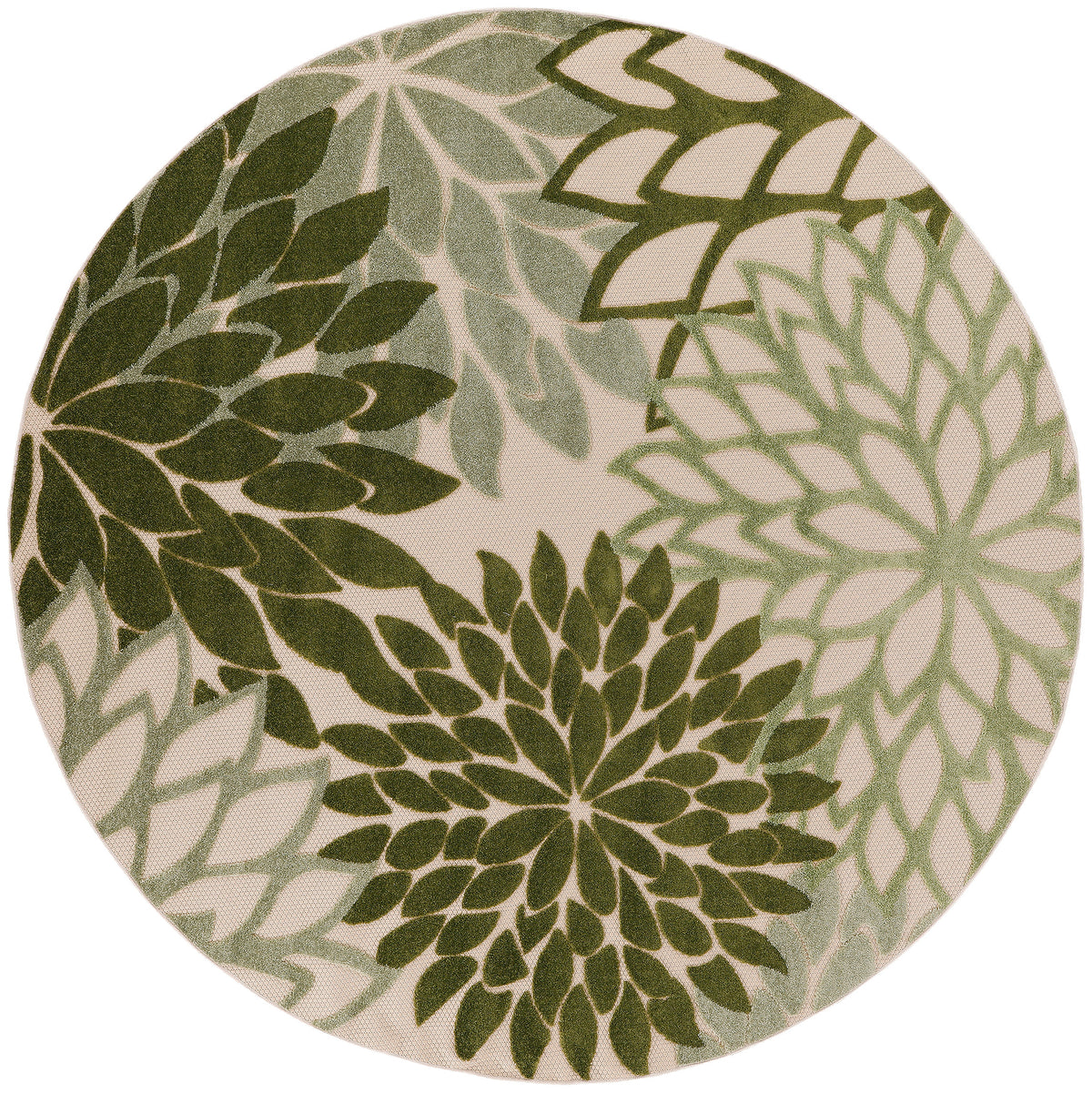 Aloha ALH05 Ivory Green Rug - Round