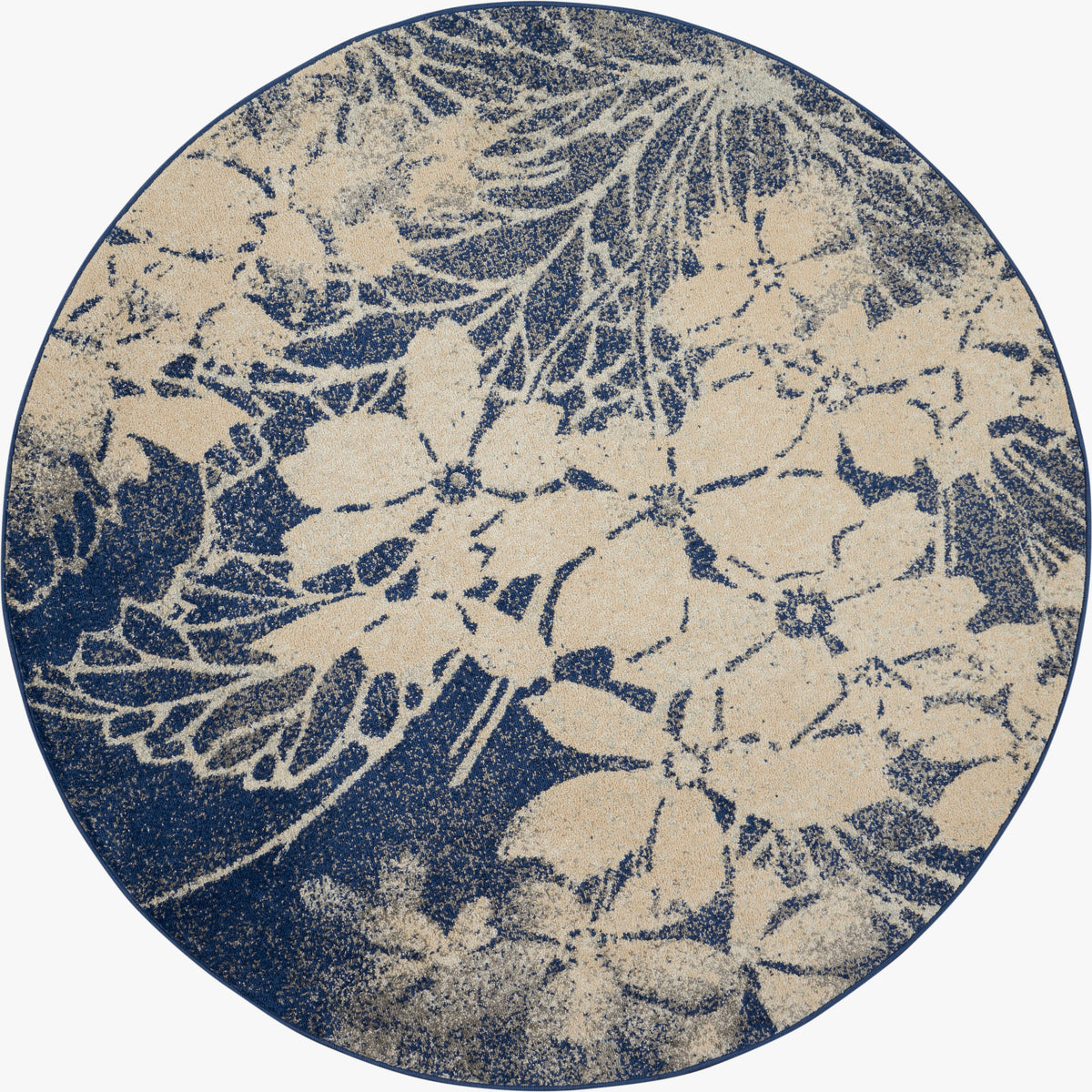 Tranquil TRA08 Beige Navy Rug - Round