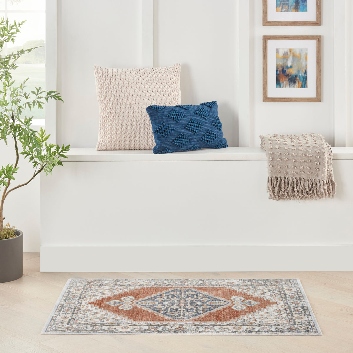 Astra Machine Washable ASW11 Grey Multicolor Rug - room scene
