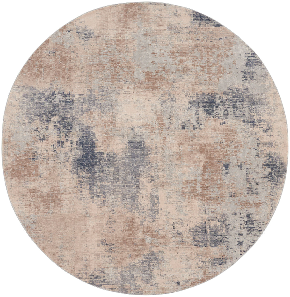 Rustic Textures RUS02 Beige Grey Rug - Round