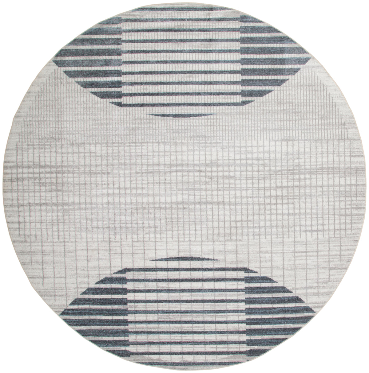 Astra Machine Washable ASW03 Ivory Blue Rug - Round
