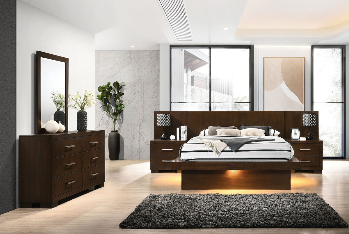 Jessica 5-piece LED Bedroom Set Cappuccino - Eastern King