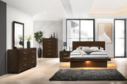 Jessica 5-piece LED Bedroom Set - Eastern King, Cappuccino