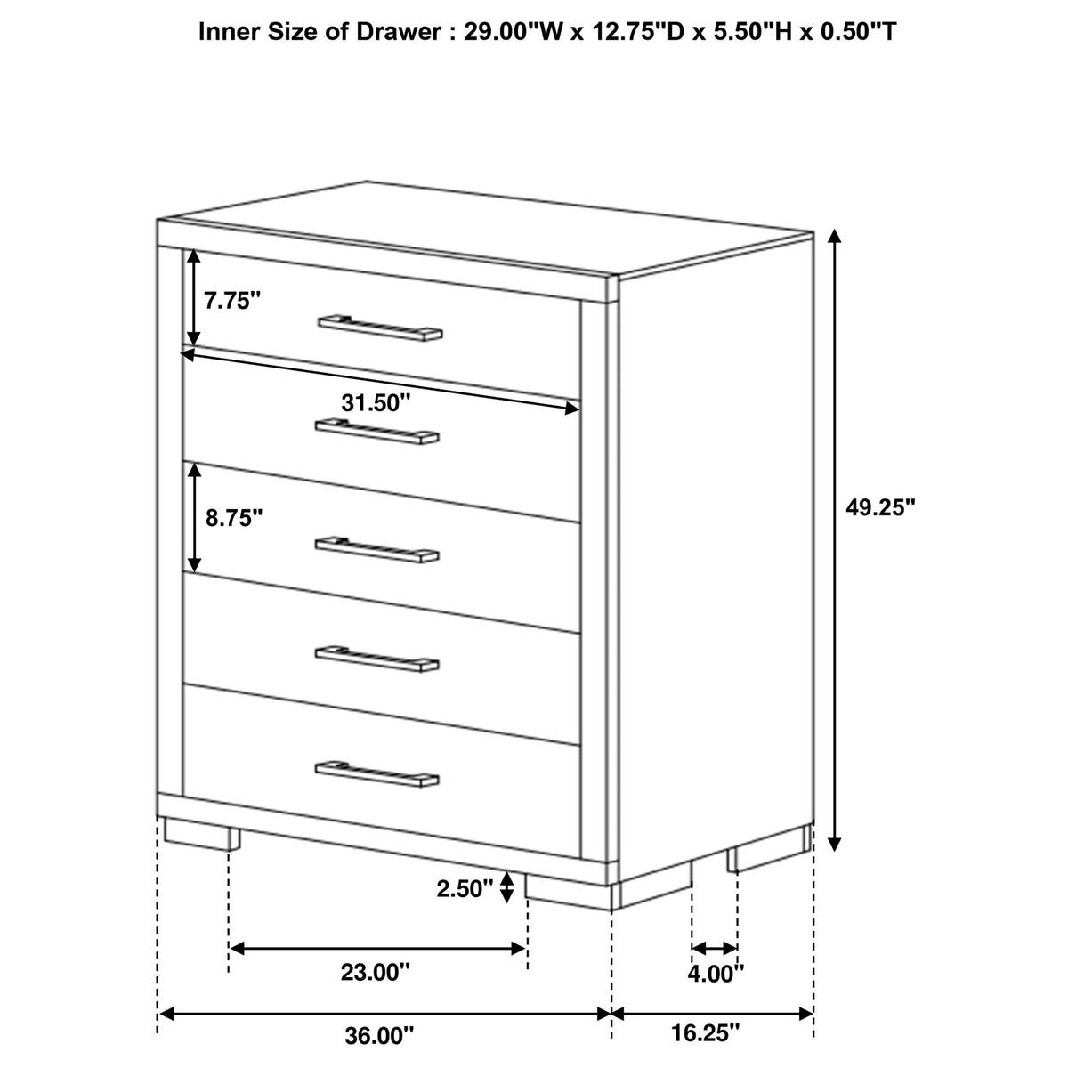 Jessica 5-piece LED Bedroom Set - Eastern King, Cappuccino