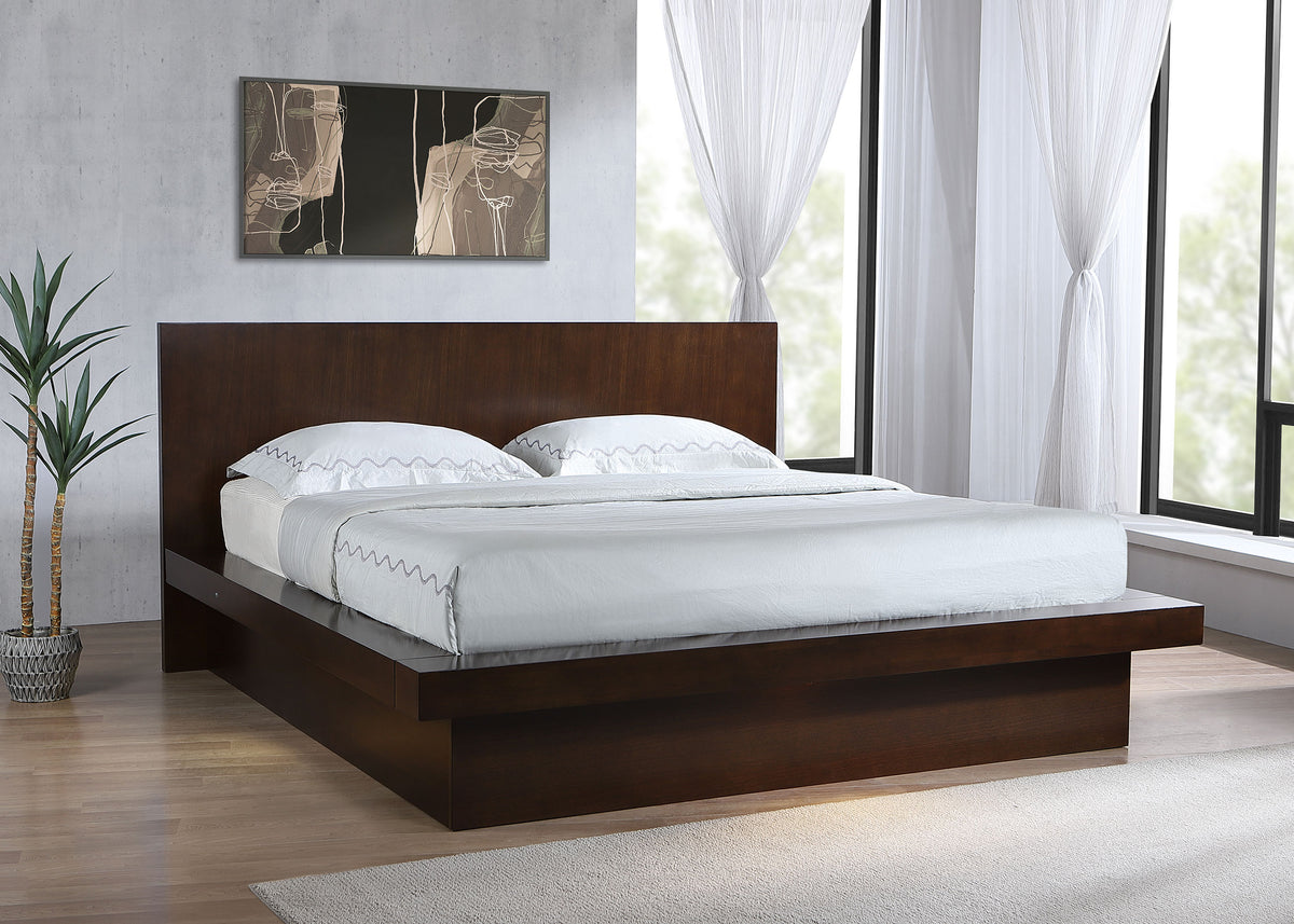 Jessica Wood LED Panel Bed - Eastern King, Cappuccino