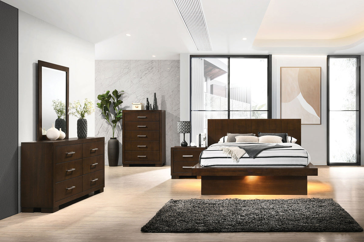 Jessica 5-piece LED Bedroom Set - Queen, Cappuccino