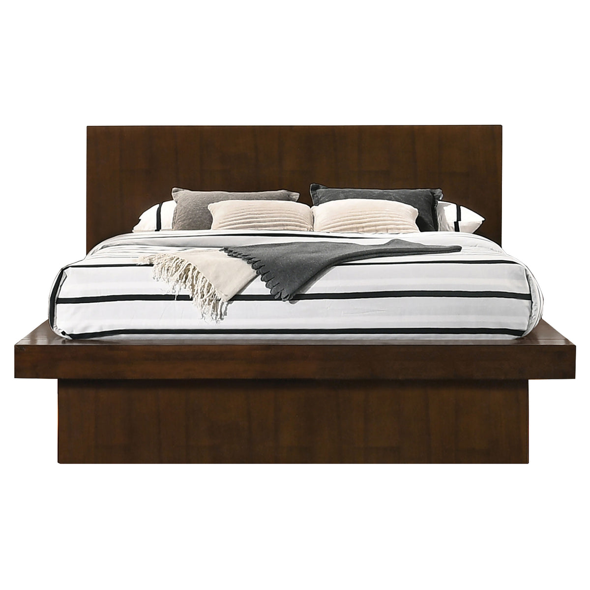 Jessica Wood LED Panel Bed - Queen, Cappuccino