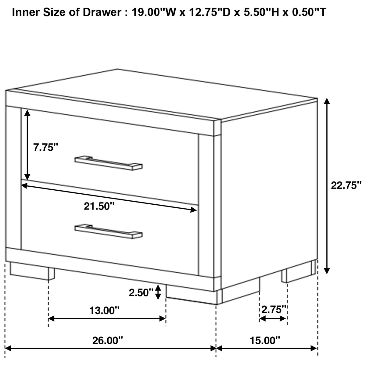 Jessica 2-drawer Nightstand - Cappuccino