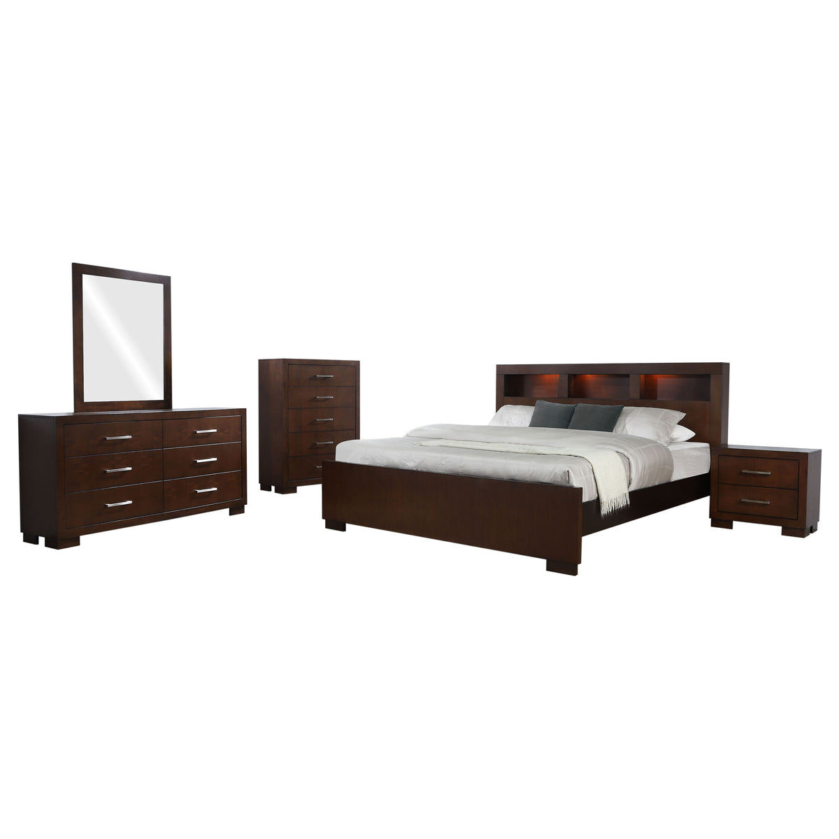 Jessica 5-piece Bedroom Set Cappuccino - Eastern King