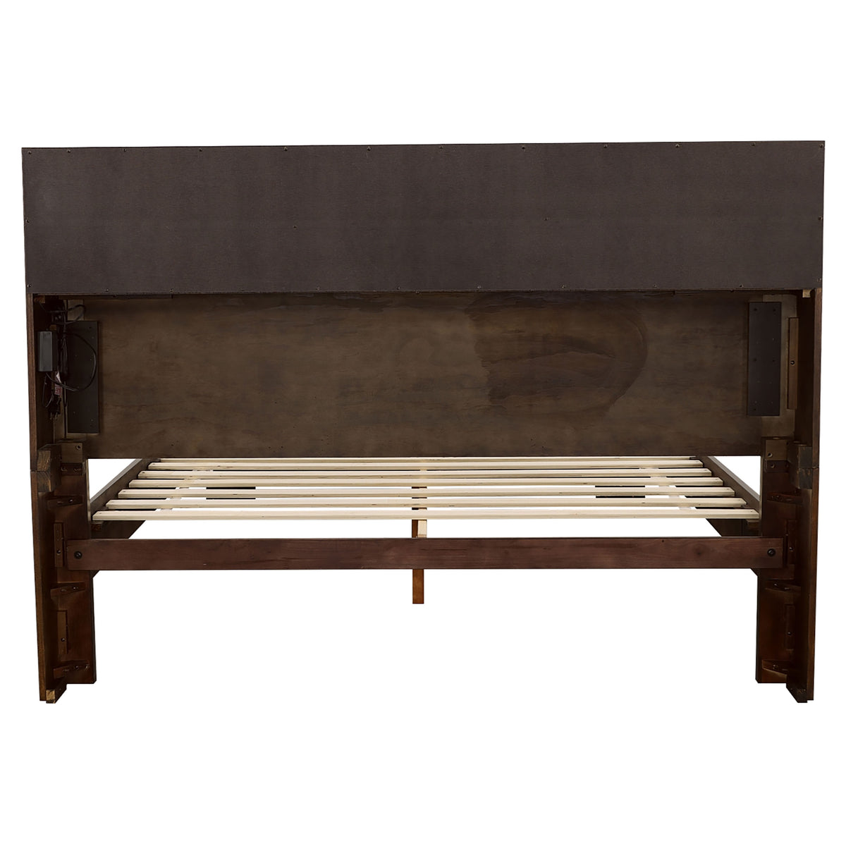 Jessica LED Storage Bookcase Bed Cappuccino - Queen