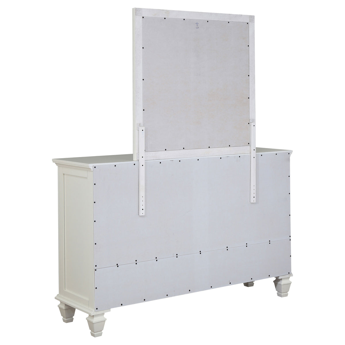 Sandy Beach 11-drawer Dresser Cream White - With Mirror
