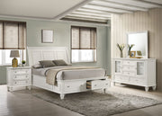 Sandy Beach 4-piece Bedroom Set Cream White with Wood Storage Panel Bed - Eastern King